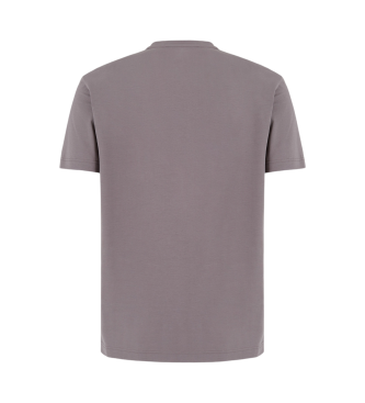 EA7 T-shirt  manches courtes et col ras du cou en coton extensible gris.