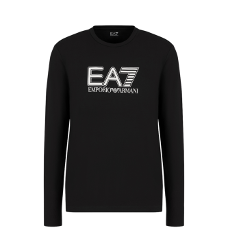 EA7 T-shirt de manga comprida e gola redonda em algodo elstico Visibility black