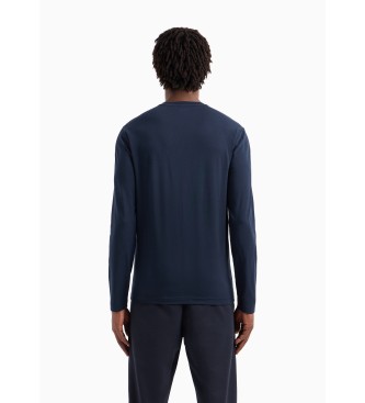 EA7 Langrmet T-shirt med rund hals i stretchbomuld Visibility navy  