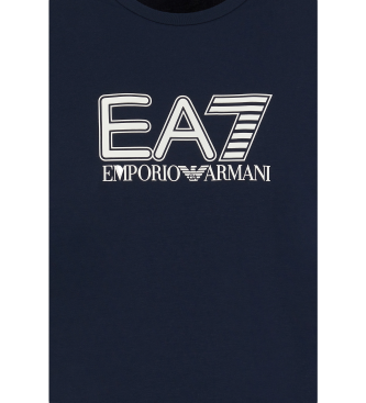 EA7 Long-sleeved crew neck T-shirt in stretch cotton Visibility navy  