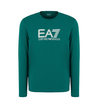 EA7 Langrmet T-shirt med rund hals i bomuld med stretch Synlighed grn  