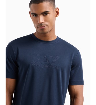 EA7 T-shirt com gola redonda e mistura de modal Lux Identity em azul marinho