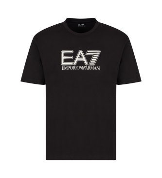 EA7  Visibility T-shirt met ronde hals in zwart gebreide katoenjersey