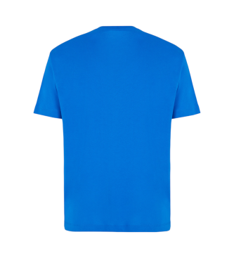 EA7 Visibility T-Shirt mit Rundhalsausschnitt aus blauem Baumwollstrickjersey