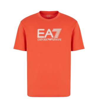 EA7 T-shirt com gola redonda Visibility em malha de algodo laranja  