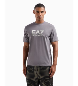 EA7 Visibility T-shirt med rund hals i gr stickad bomullsjersey