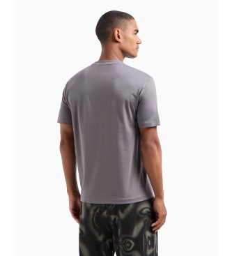 EA7 Visibility crew neck T-shirt in grey knitted cotton jersey