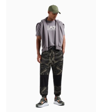 EA7 Visibility crew neck T-shirt in grey knitted cotton jersey