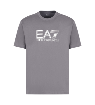 EA7 Visibility crew neck T-shirt in grey knitted cotton jersey