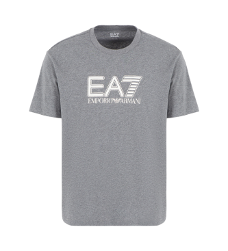 EA7 Visibility crew neck T-shirt in grey knitted cotton jersey