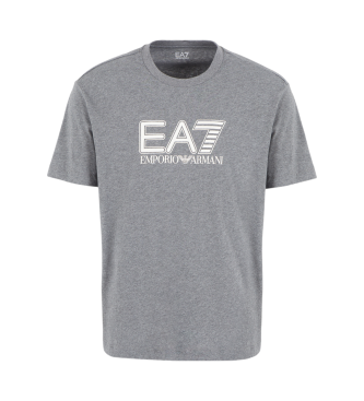 EA7 Visibility T-Shirt mit Rundhalsausschnitt aus grauem Baumwolljersey aus Strick