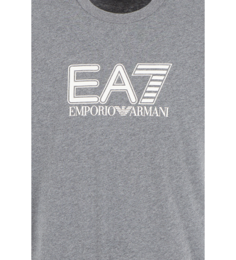 EA7 T-shirt girocollo in maglia di cotone grigia per visibilit