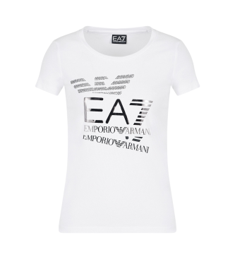 EA7 Logo Series T-Shirt mit Rundhalsausschnitt aus Stretch-Baumwolle  wei