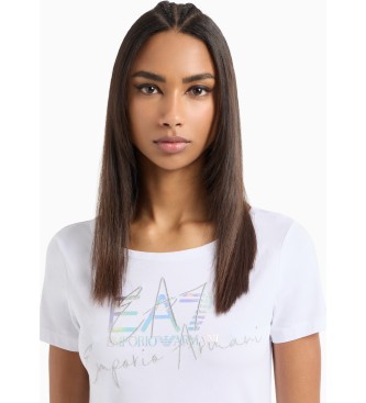 EA7 Logo Series T-shirt met ronde hals in wit stretchkatoen