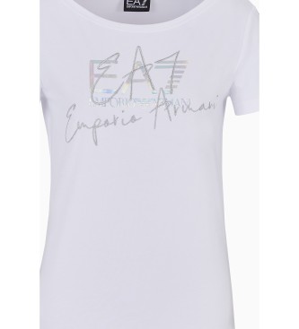 EA7 Logo Series t-shirt med rund hals i vit bomull med stretch