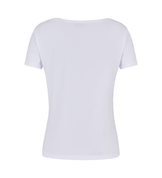 EA7 T-shirt  col ras du cou Logo Series en coton stretch blanc