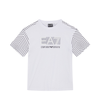 EA7 T-shirt in cotone con stampa Visibility in bianco