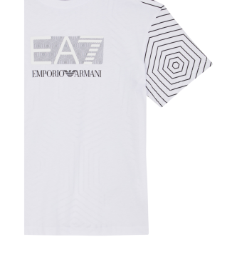 EA7 T-shirt in cotone con stampa Visibility in bianco