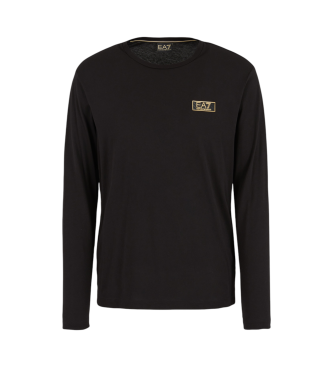 EA7 Pull  manches longues en coton pima noir Gold Label