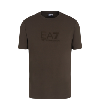 EA7 Lux Identity modal melange jersey T-shirt bruin