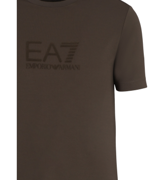 EA7 T-shirt z modalu Lux Identity w kolorze brązowym