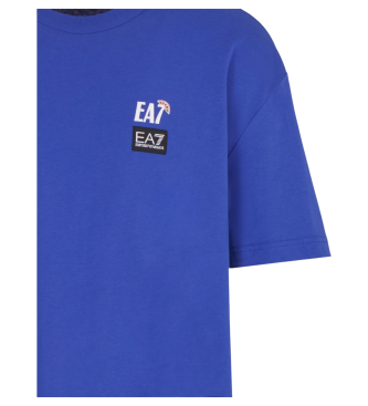 EA7 Graphic Series T-Shirt mit Rundhalsausschnitt aus blauem Baumwolljersey