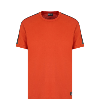 EA7 T-shirt in maglia di cotone con logo arancione