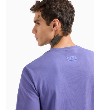 EA7 T-shirt in jersey di cotone biologico a maniche corte con logo lilla