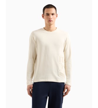 EA7 Long sleeve organic cotton jersey T-shirt from the Logo series beige