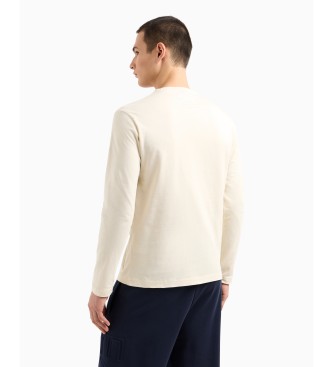 EA7 Long sleeve organic cotton jersey T-shirt from the Logo series beige