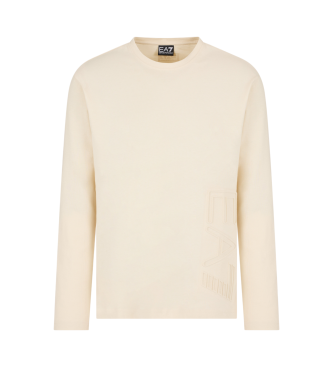 EA7 Long sleeve organic cotton jersey T-shirt from the Logo series beige