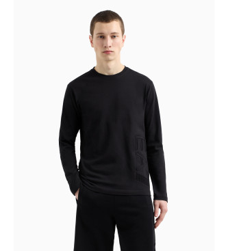 EA7 Logo Series long sleeve organic cotton knitted t-shirt black