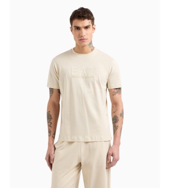 EA7 T-shirt  col ras du cou en coton beige