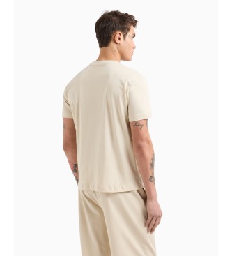 EA7 T-shirt girocollo in cotone beige Visibility