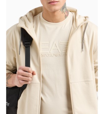 EA7 Visibility round neck T-shirt in beige cotton