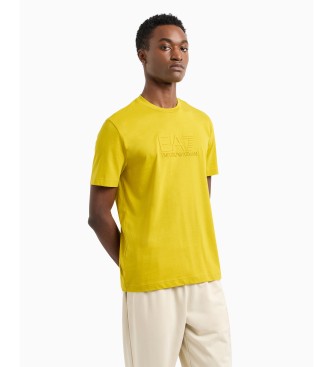 EA7 T-shirt  col ras du cou en coton jaune