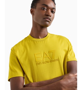 EA7 T-shirt girocollo in cotone giallo visibilit