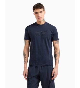 EA7 T-shirt met ronde hals en zichtbaarheid in marineblauw katoen  