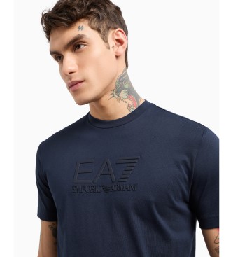 EA7 T-shirt met ronde hals en zichtbaarheid in marineblauw katoen  