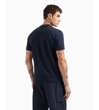 EA7 T-shirt com gola redonda Visibility em algodo azul-marinho  