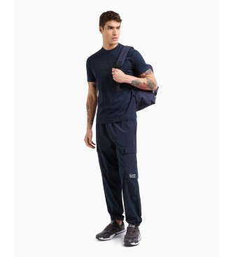 EA7 T-shirt girocollo Visibility in cotone blu navy  