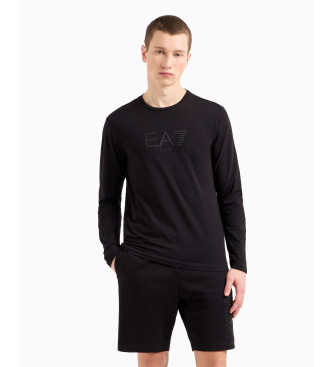 EA7 Stretch katoenen T-shirt met lange mouwen Zichtbaarheid Navy