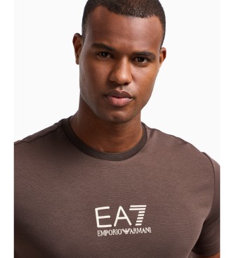 EA7 Gestricktes T-Shirt mit Rundhalsausschnitt aus Viskose Gold Label braun