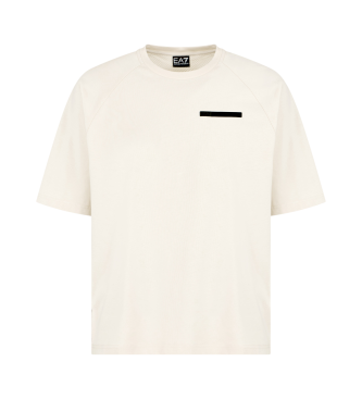 EA7 Beige cotton jersey T-shirt