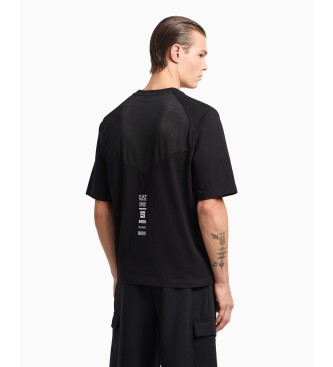 EA7 Czarny bawełniany T-shirt z dzianiny