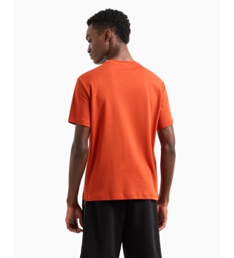 EA7 Logo Series T-shirt in orange cotton blend knitted jersey