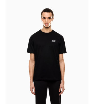 EA7 Logo Series T-shirt in black cotton blend knitted jersey