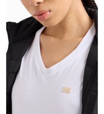 EA7 Core Lady T-shirt in stretch cotton jersey with white V-neck collar