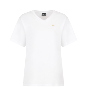 EA7 T-shirt Core Lady en jersey de coton stretch avec col en V blanc