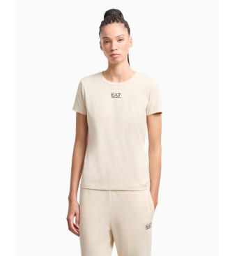 EA7 Logo Serie T-shirt van katoen en stretch modal    beige